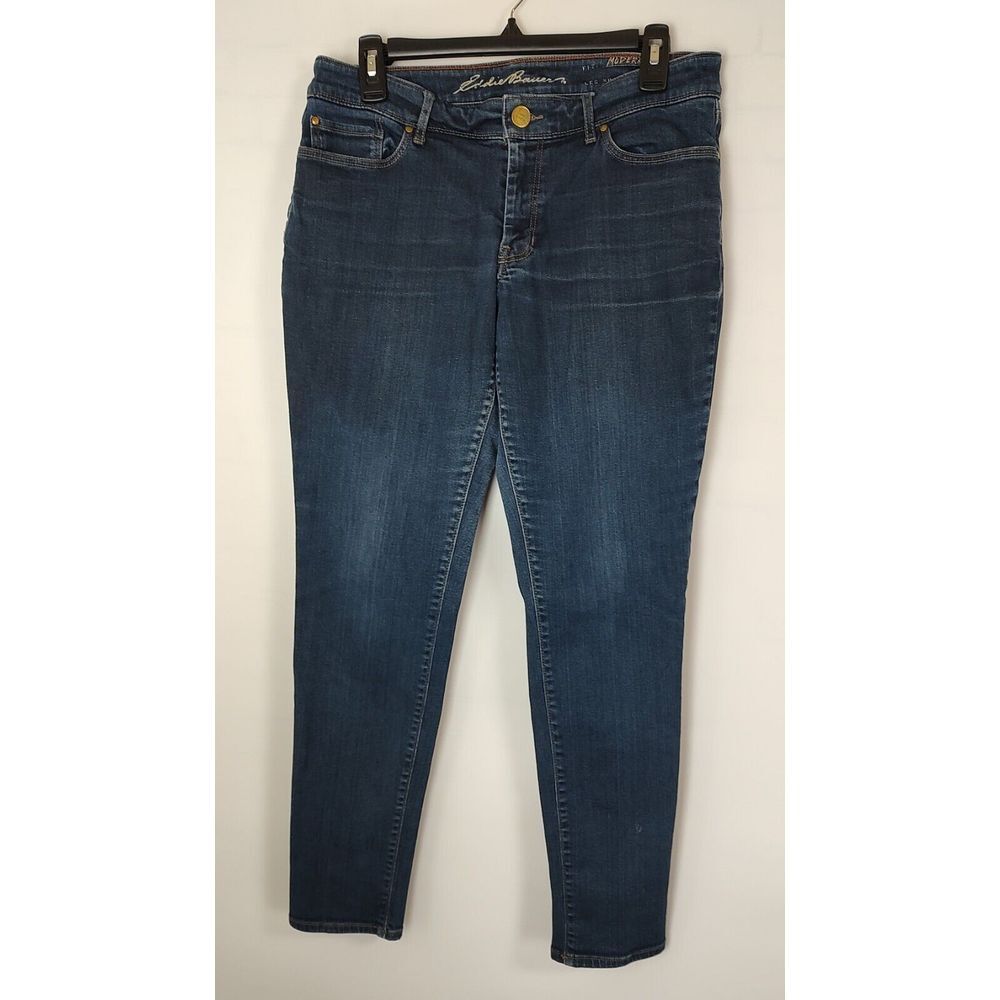Eddie Bauer Womens Modern Slim Leg Jeans Dark Wash Blue Denim Size 8